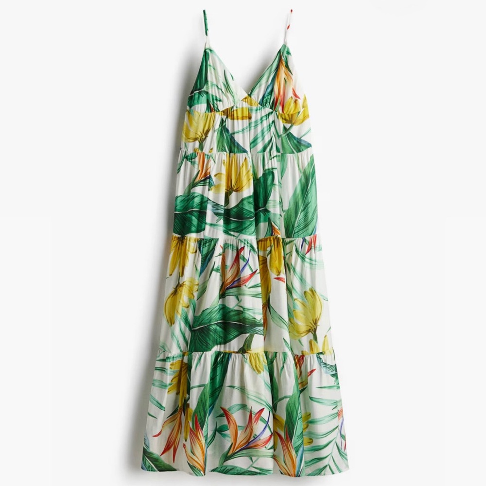 H & M | Tropical Print Tiered Maxi Dress